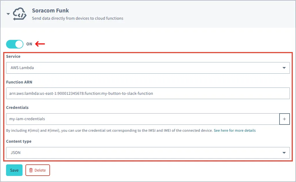 Enable and configure Soracom Funk