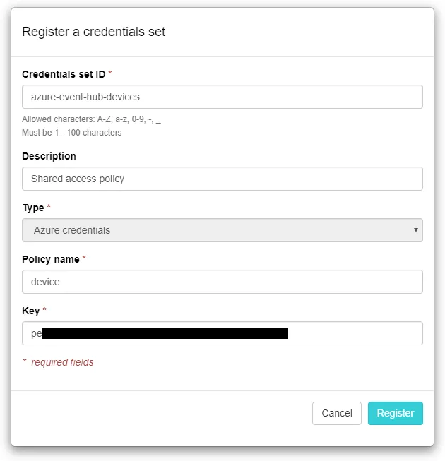Register Azure Credentials