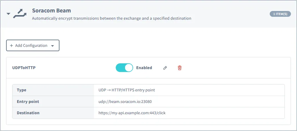 Soracom Beam settings