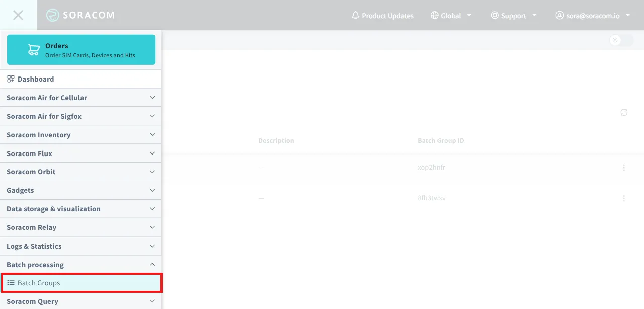 Batch processing menu