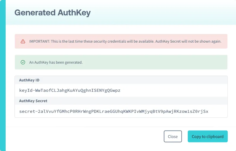 Create AuthKey