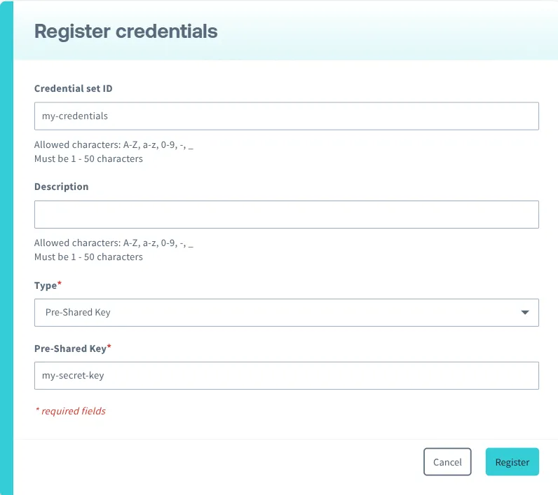 Register Credentials