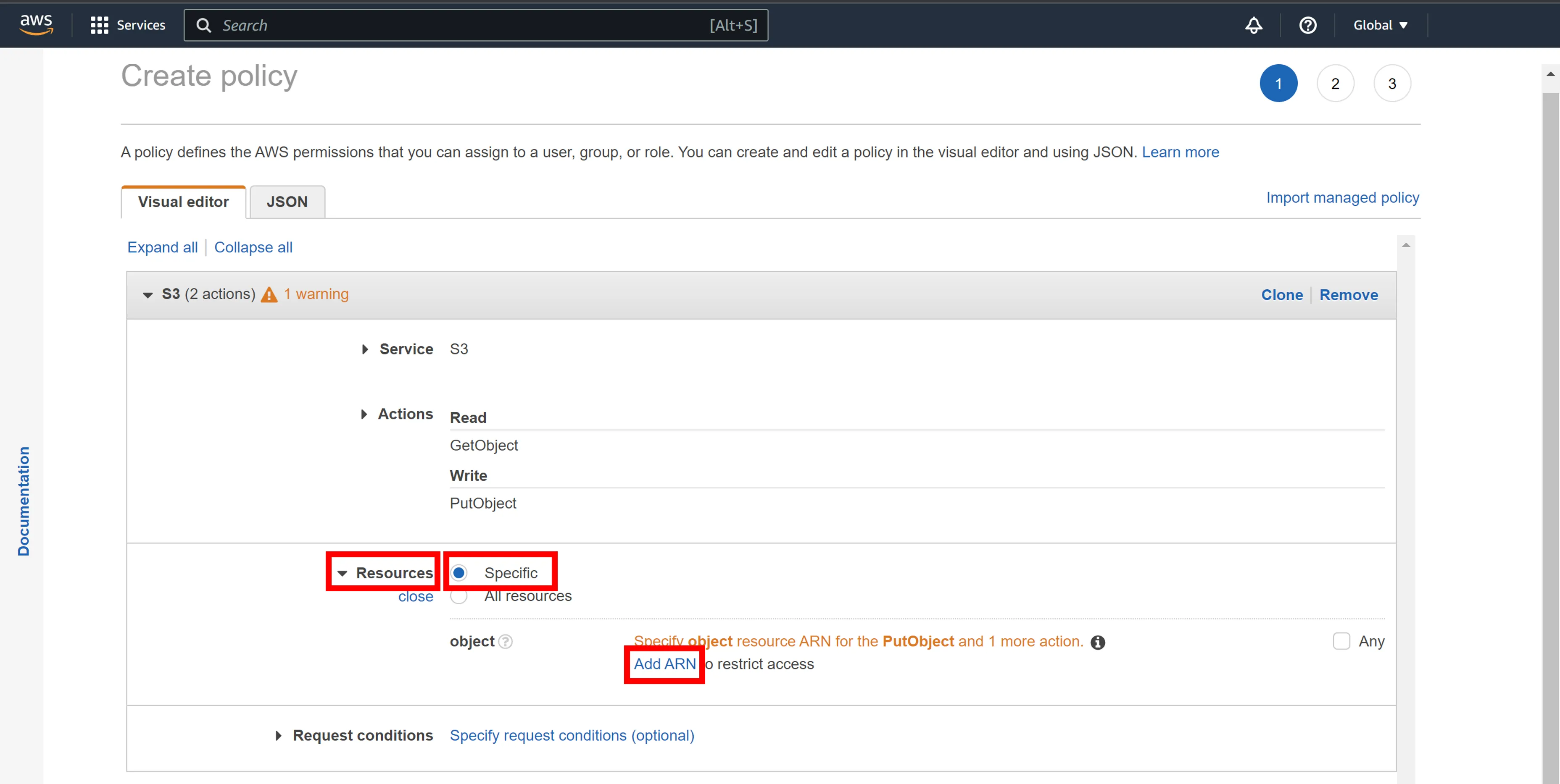 Resources Specific Option