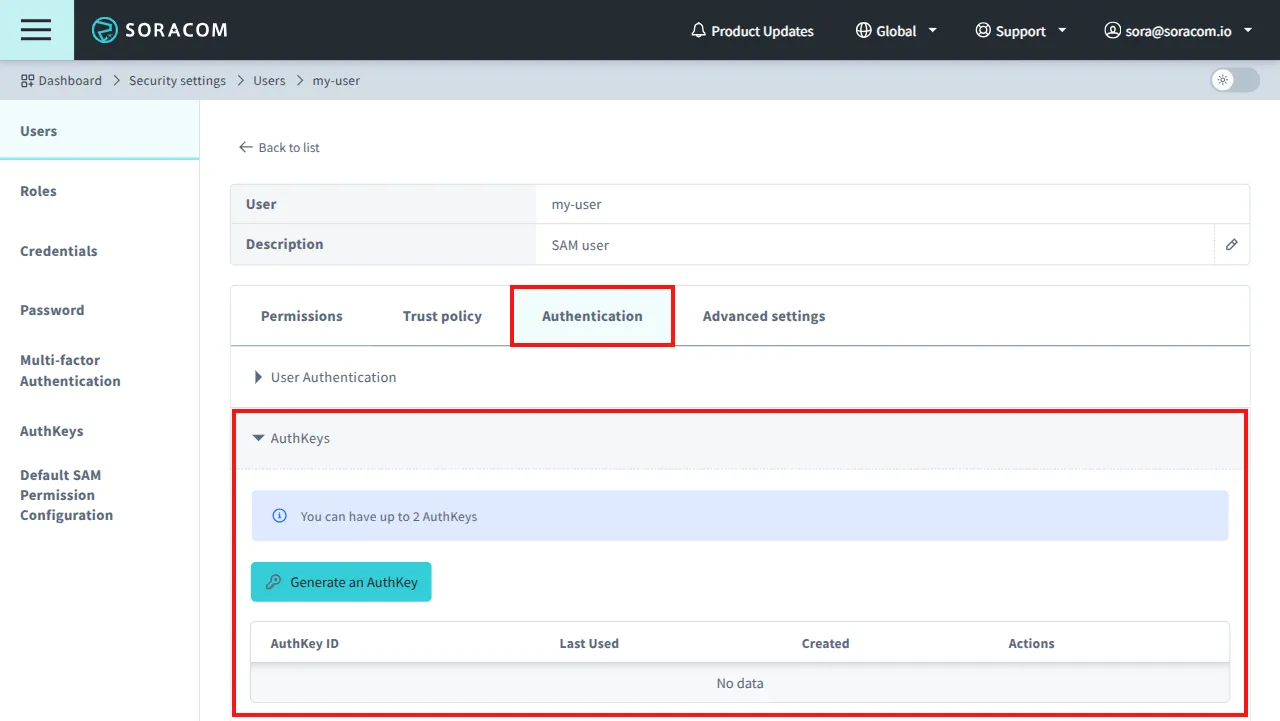 Edit User Authentication