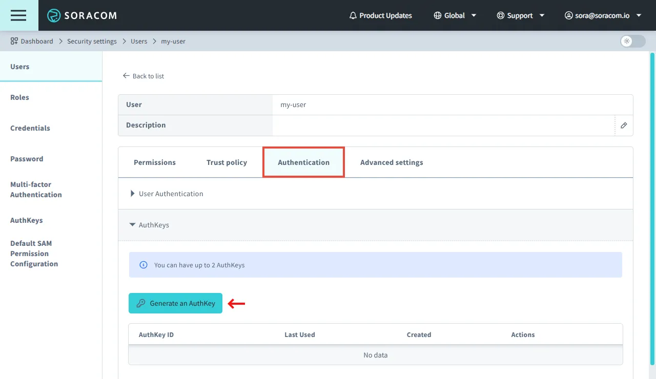 Edit User Authentication