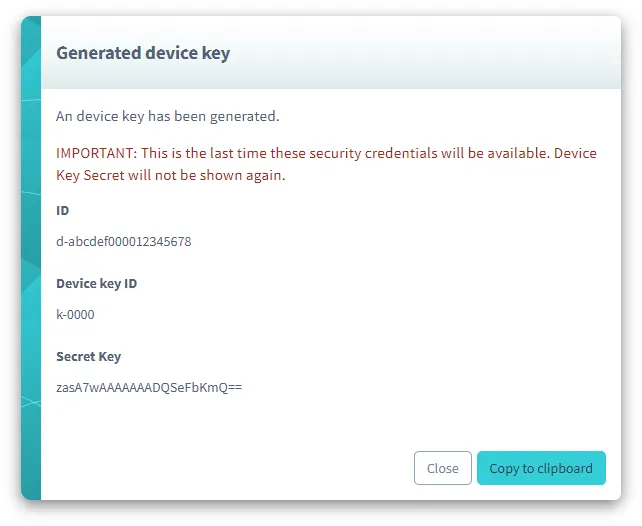 Generated device key