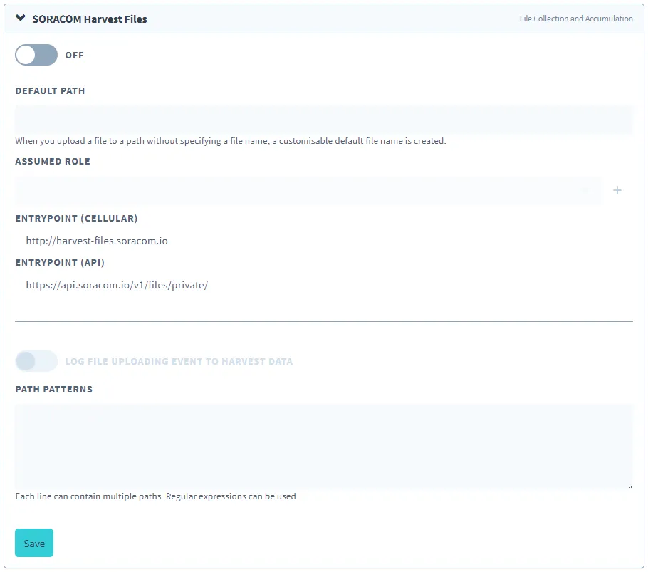 Harvest Files configuration