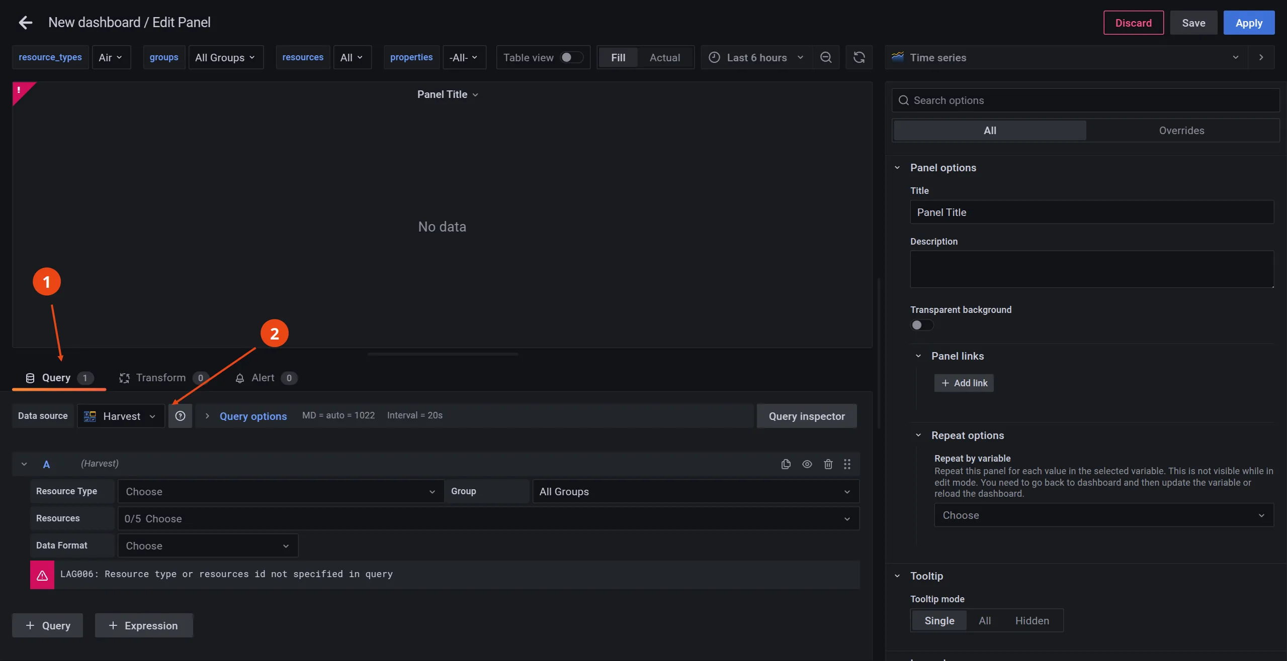 Select Harvest data source