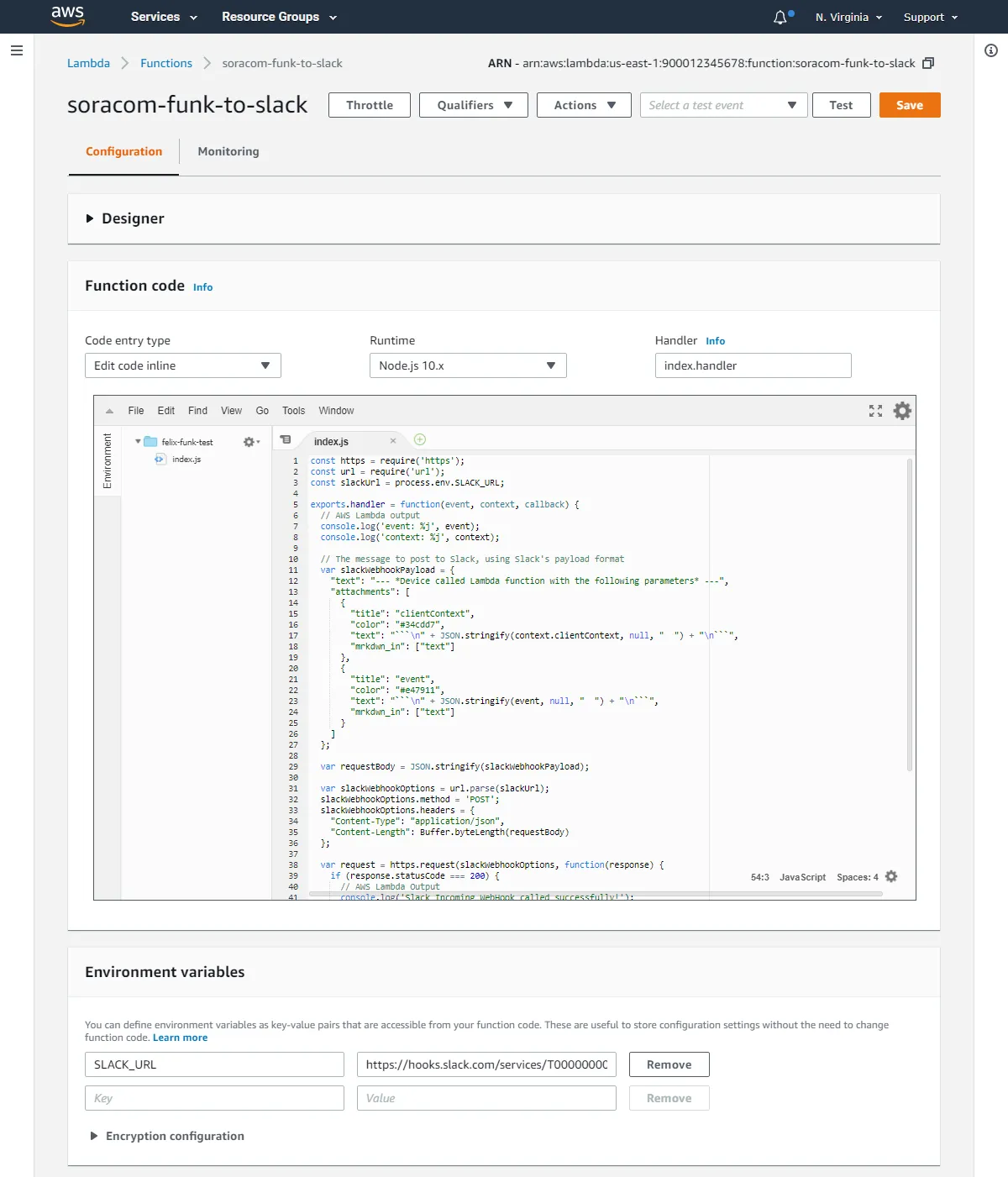 Lambda configuration