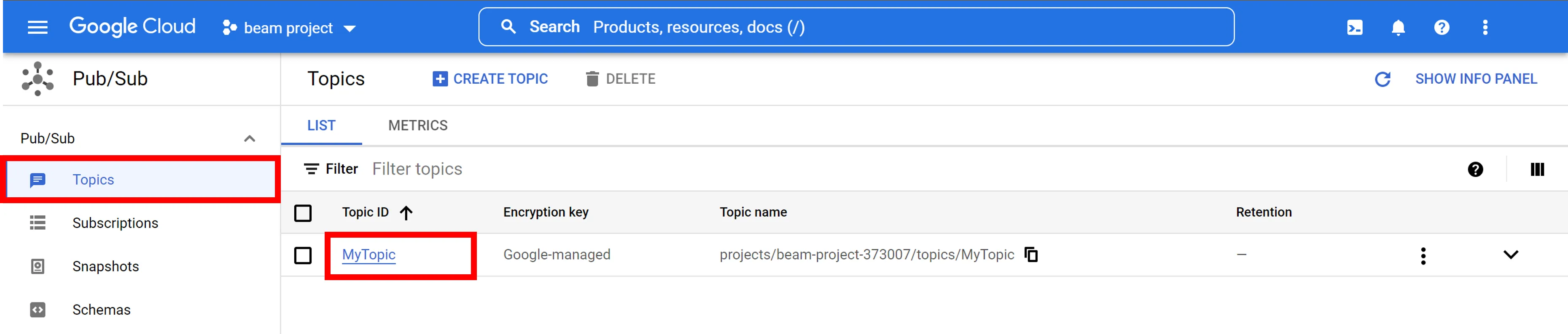 Select MyTopic