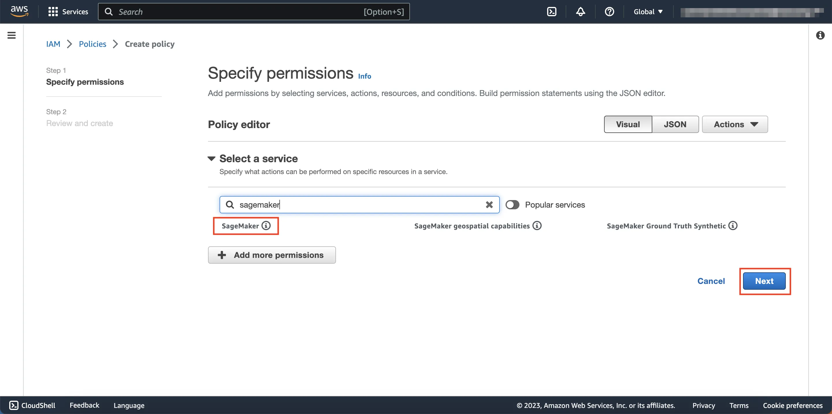 Select SageMaker Service