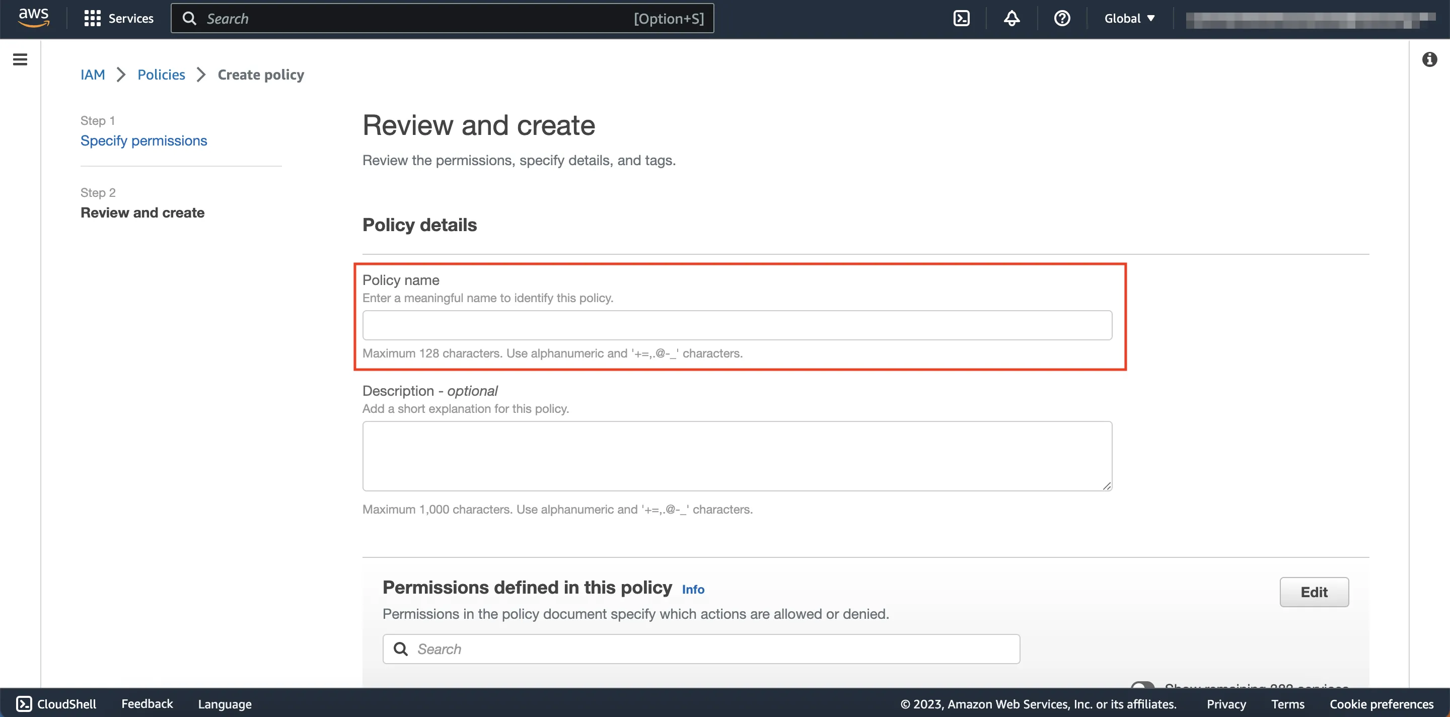 Policy Name Configuration