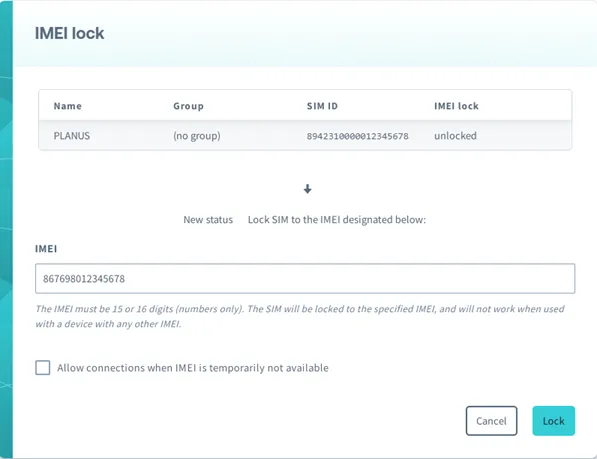 Set IMEI lock